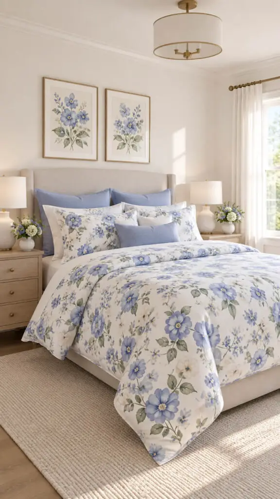 Periwinkle Floral Bedroom
