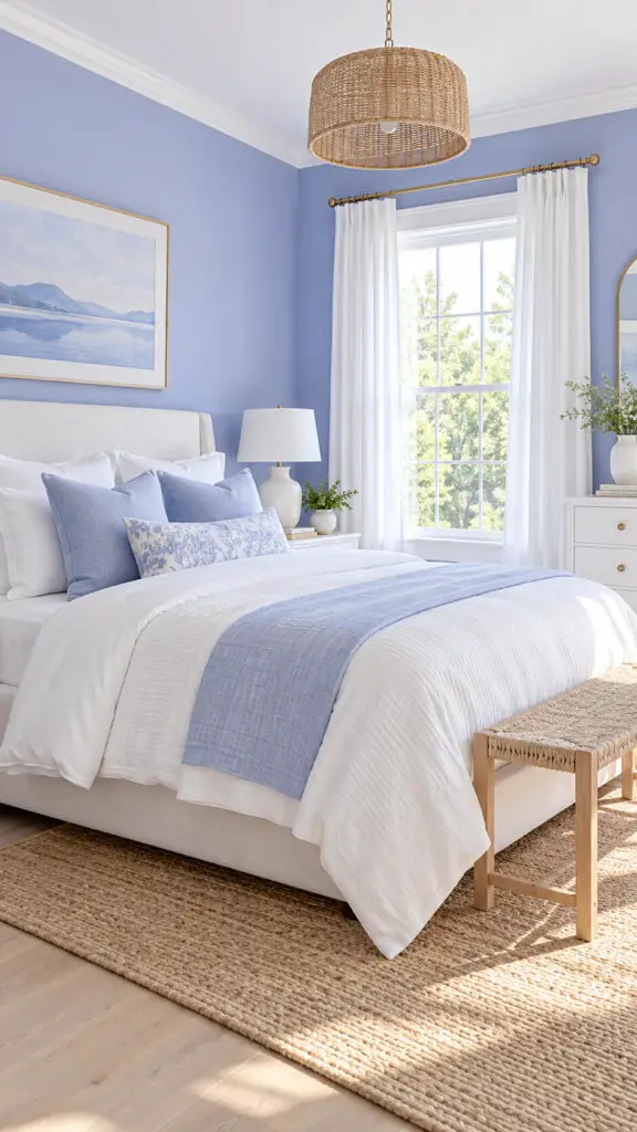 Periwinkle and White Bedroom