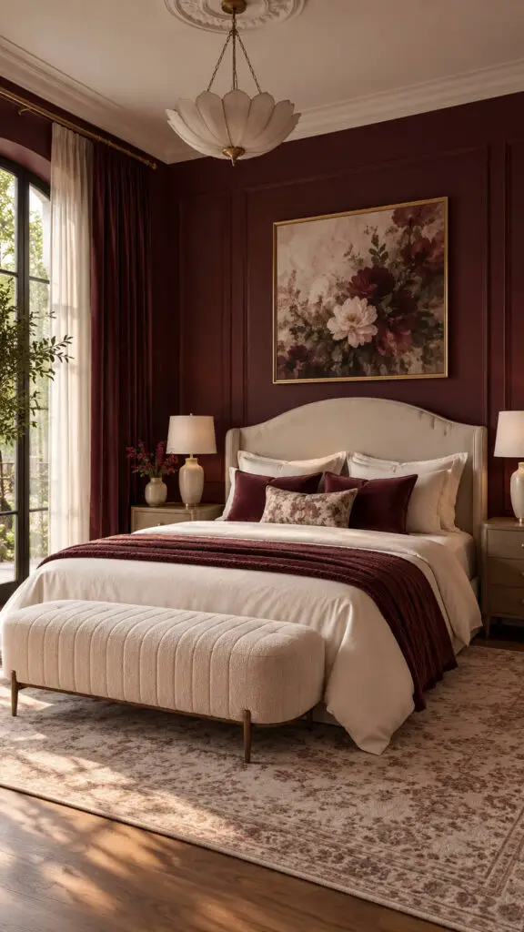 Romantic Burgundy Bedroom