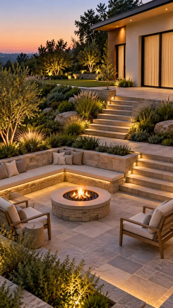 Sloped Backyard Fire Pit