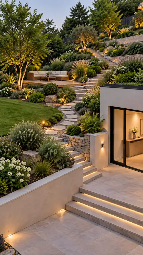 Sloped Backyard Garden Retreat