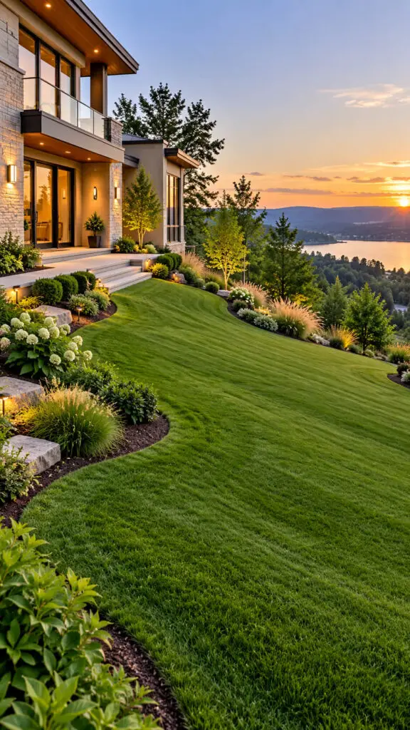 Sloped Backyard Lawn