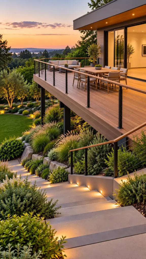 Sloped Backyard Raised Deck