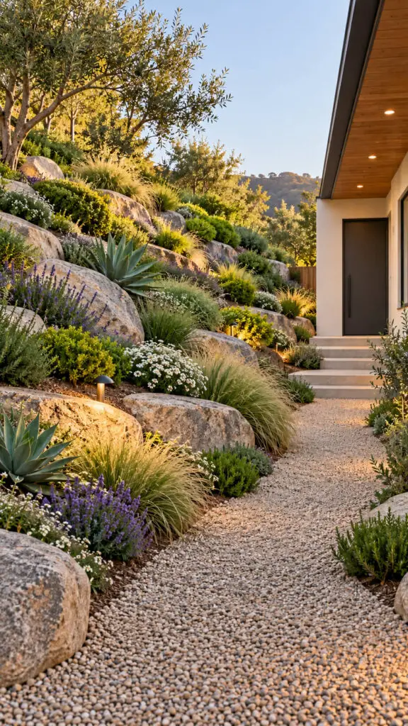 Sloped Backyard Rock Garden