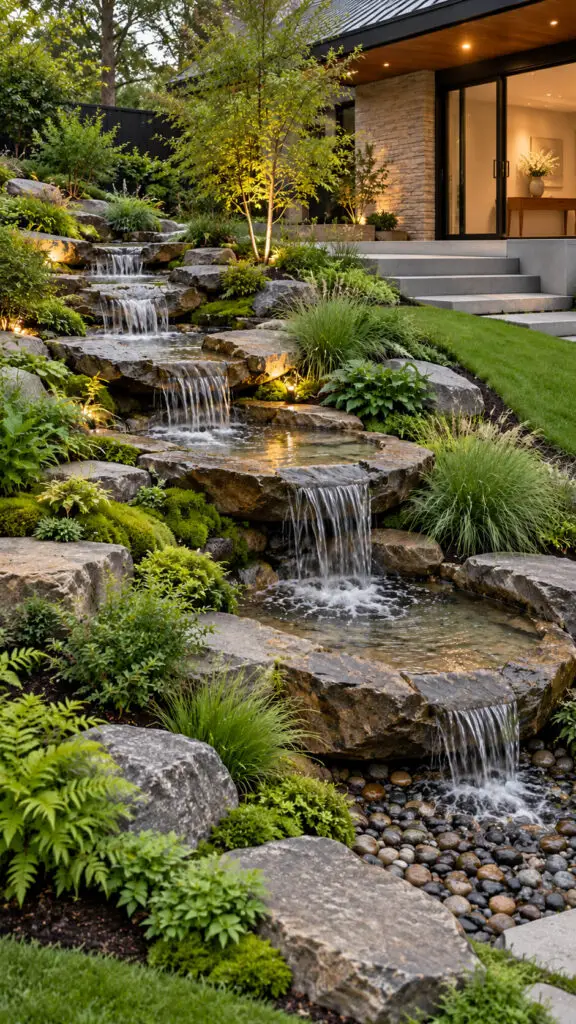 Sloped Backyard Water Feature
