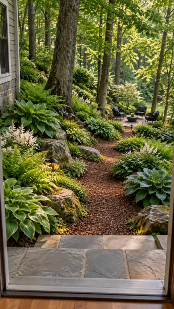 Sloped Backyard Woodland Garden