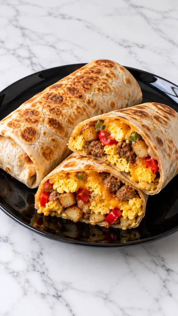 Turkey Sausage Breakfast Burritos