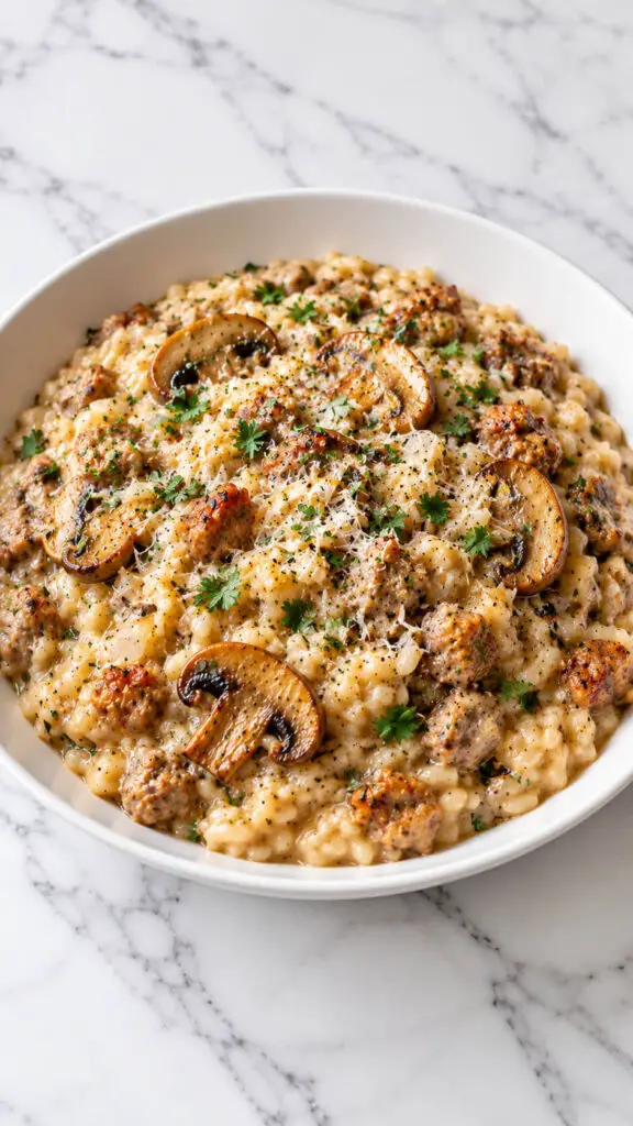 Turkey Sausage and Mushroom Risotto