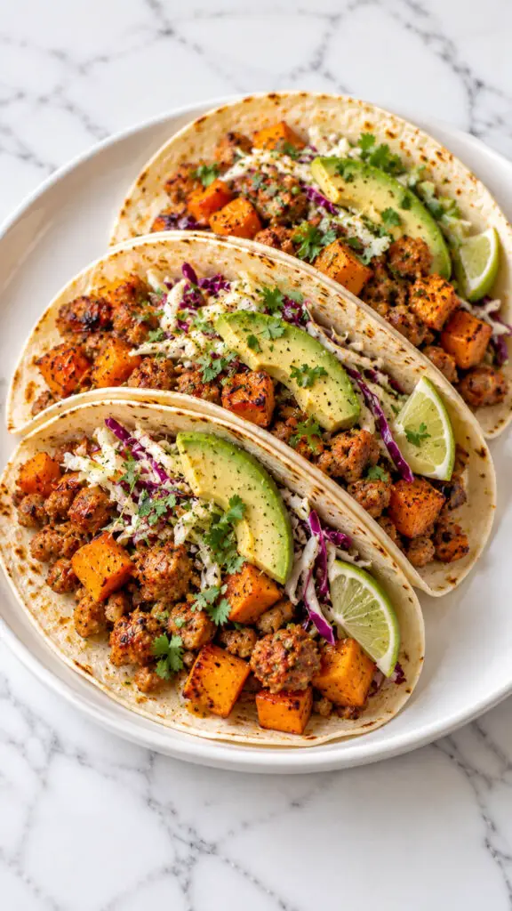 Turkey Sausage and Sweet Potato Tacos