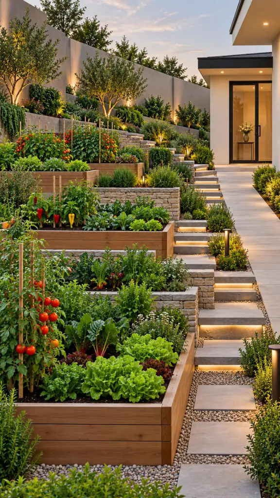 Twilight Terraced Garden Oasis