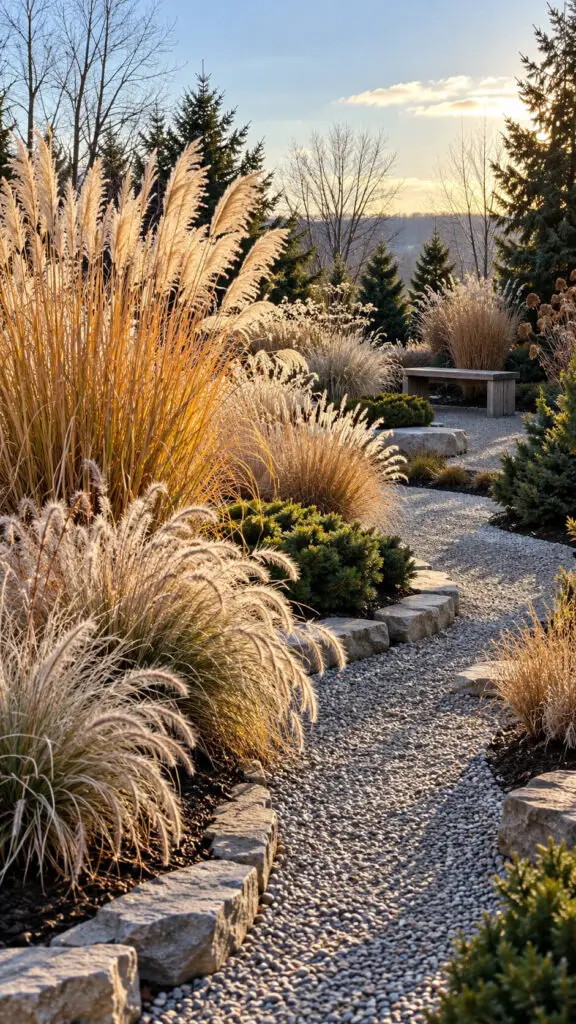 Winter Ornamental Grass Garden