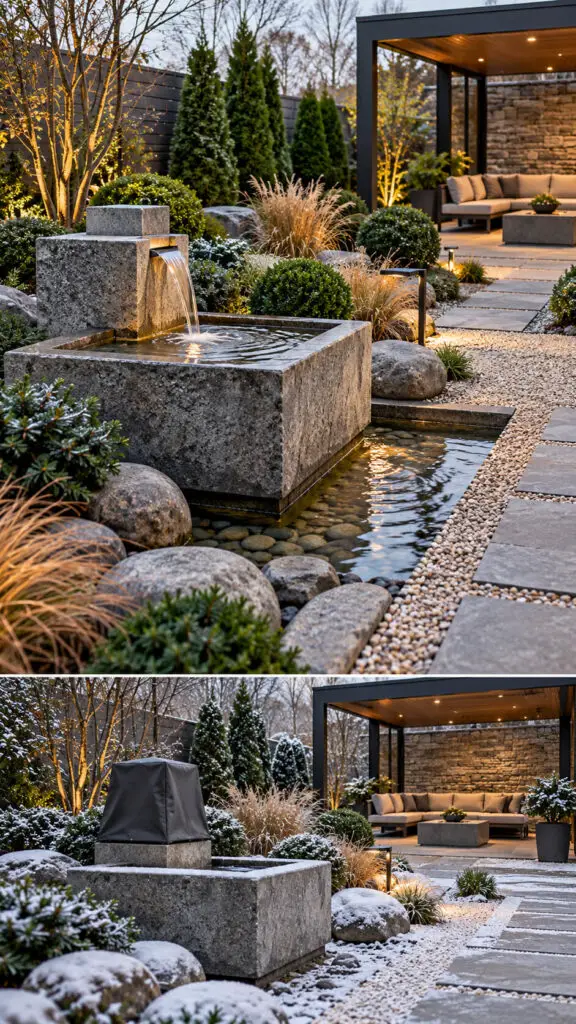 Winter Water Feature Garden